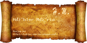 Hübler Mária névjegykártya