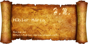 Hübler Mária névjegykártya
